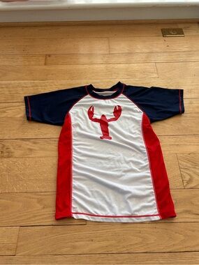 Wes & Willy Red & Navy Lobster Rash Guard Swim Shirt